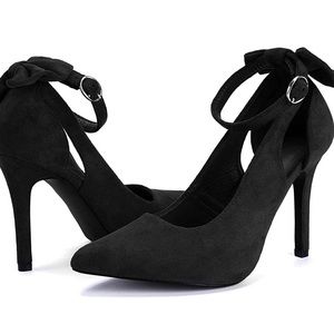 Fashare Womens High Heels Bow Tie Back Sexy Stiletto Ankle Strap Pumps